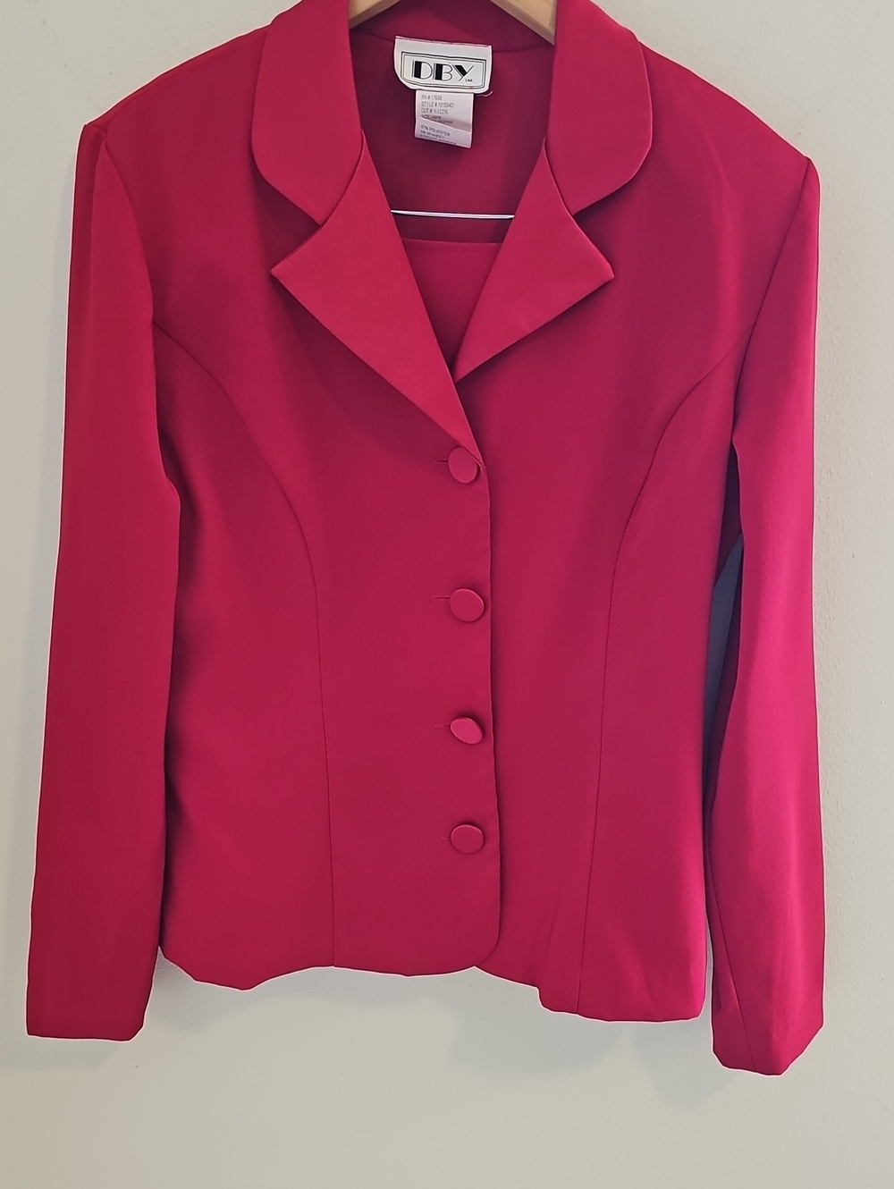 DBY Ltd Vintage Skirt Suit Womens Size 15/16 Pink Red Blazer Set Y2K‎ Polyester